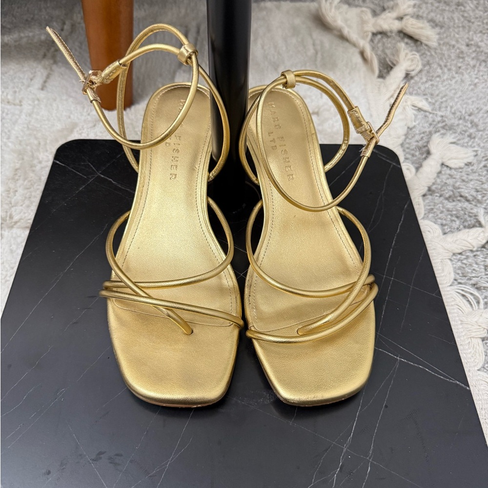 Marc Fisher Gold Strappy Heels